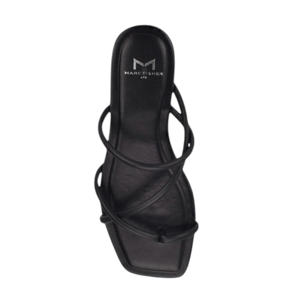 NEW Marc Fisher Fiada Leather Sandals in Black -  Size 6M - Picture 1 of 7